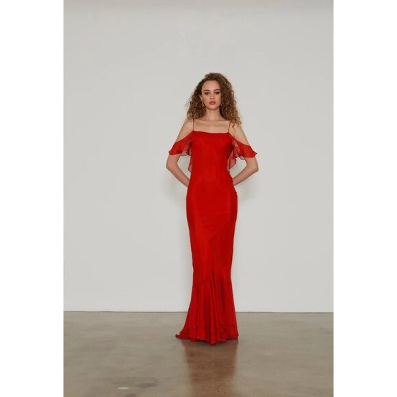 DELFI Lou Dress in Cherry Small New Womens Backless Maxi Gown - Picture 12 of 13